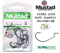 Офсетные крючки MUSTAD ULTRA LOCK SOFT PLASTIC 38105NP-BN
